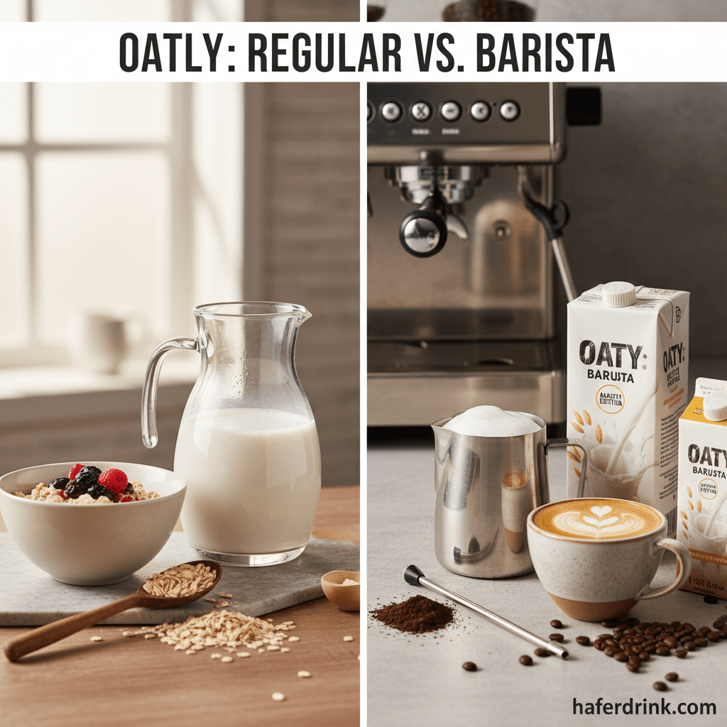 Der Unterschied zwischen regulärer Oatly und Oatly Barista Edition